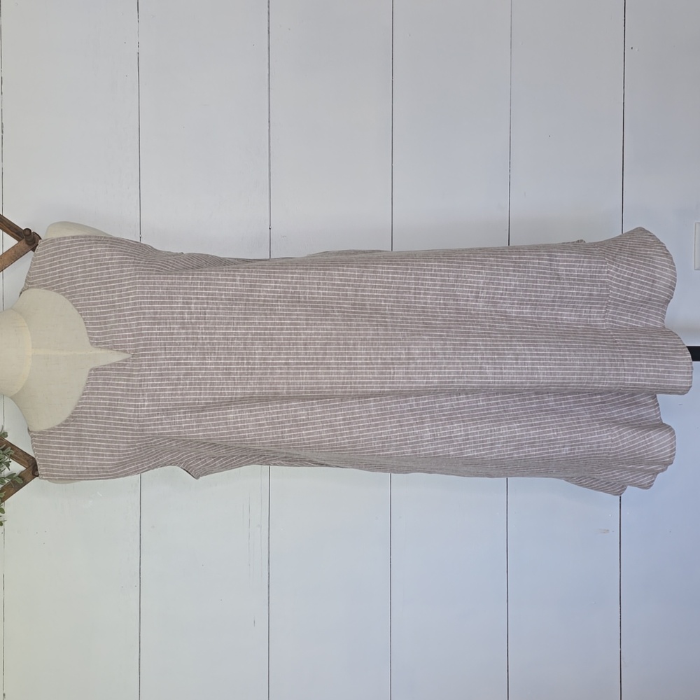 Simply Noelle Brown With White Stripes Sleeveless Dress L/XL
